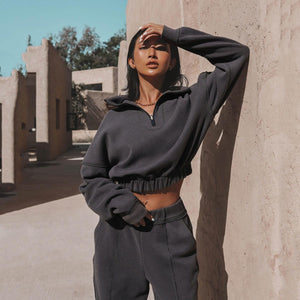 Turtleneck Zipper Sweatshirt – Loose Pants Set - MRC STORETopMy StoreLong Sleeve Turtleneck Zipper Sweatshirt with Loose Straight - Leg Pants - Stylish & Comfortable - MRC STOREMRC STORECJTZ208976903CXGreyL
