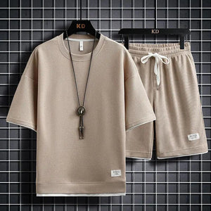 Fashion Solid Color T-Shirt Set - MRC STORETopMy StoreFashion Solid Color T-Shirt Set - MRC STOREMRC STORECJDS147917607GTBeigeS