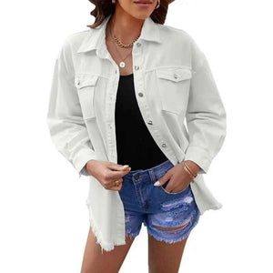 Denim Lapel Top – Casual Style - MRC STORETopMy StoreDenim Lapel Top – Casual StyleMRC STORECJYD210966725YBWhite2XL