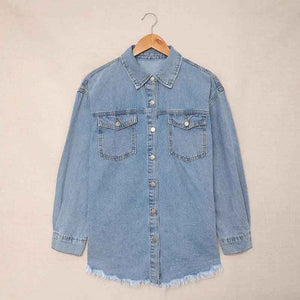 Denim Lapel Top – Casual Style - MRC STORETopMy StoreDenim Lapel Top – Casual StyleMRC STORECJYD210966725YBWhite2XL