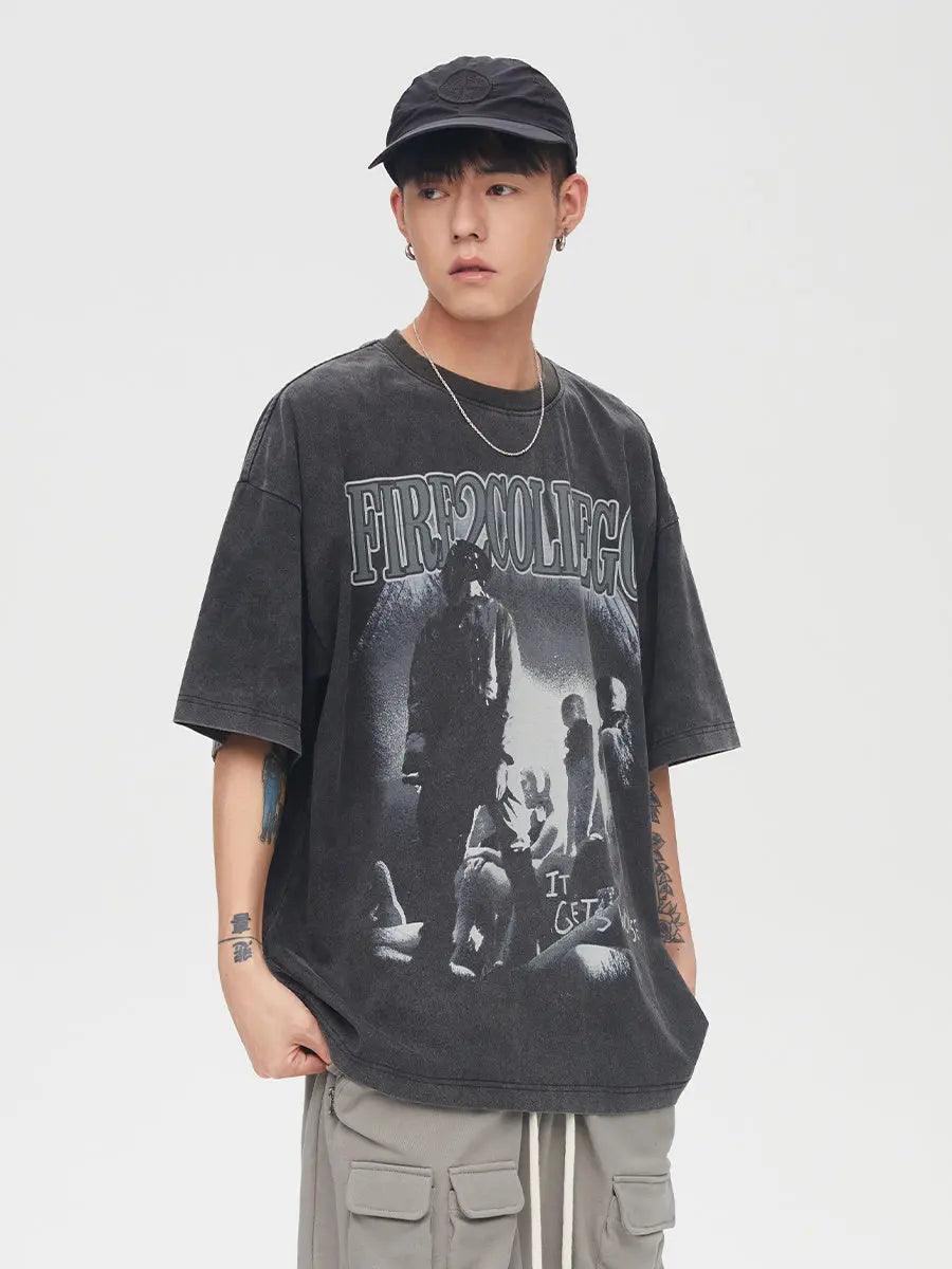 Vintage T-shirts Washed Print Short Sleeve - MRC STORETopMy StoreVintage T-shirts Washed Print Short Sleeve - MRC STOREMRC STORECJYH175728005EVBlack2XL
