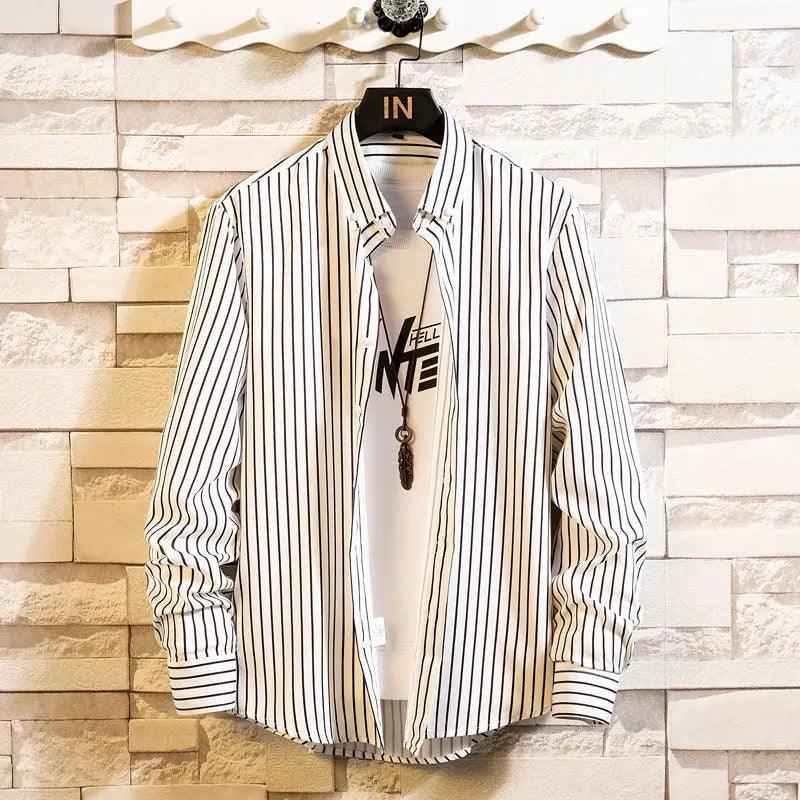 Slim Striped Cardigan Shirt - MRC STOREtopMy StoreSlim Striped Cardigan ShirtMRC STORECJXZ144988004DWWhite2XL