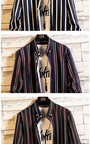 Slim Striped Cardigan Shirt - MRC STOREtopMy StoreSlim Striped Cardigan ShirtMRC STORECJXZ144988011KPBlack2XL