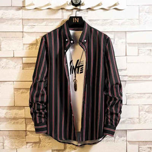 Slim Striped Cardigan Shirt - MRC STOREtopMy StoreSlim Striped Cardigan ShirtMRC STORECJXZ144988025YBBlack and red2XL