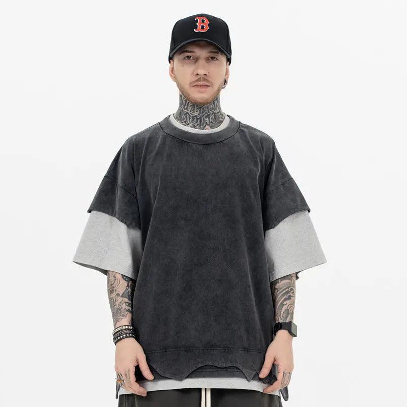 Distressed Retro Patchwork Vintage T-Shirt - MRC STORETopMy StoreDistressed Retro Patchwork Vintage T-Shirt - MRC STOREMRC STORECJYH206181602BYBlackL