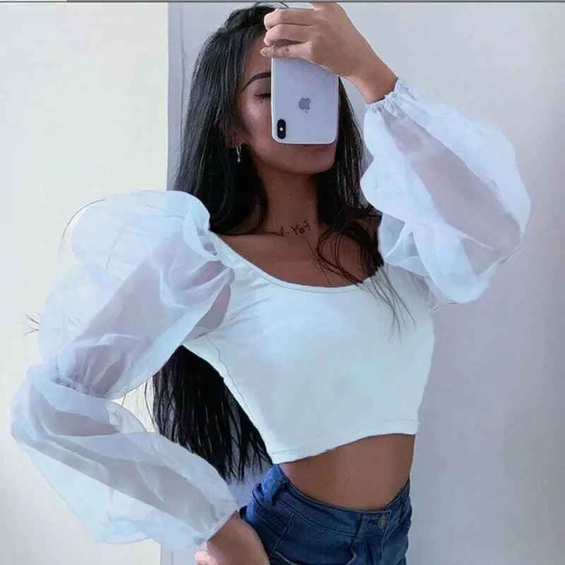 Elastic sleeve top - MRC STOREtopMy StoreElastic sleeve topMRC STORECJNSSYCS03936-White-LWhiteL