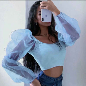 Elastic sleeve top - MRC STOREtopMy StoreElastic sleeve topMRC STORECJNSSYCS03936-Blue-LBlueL