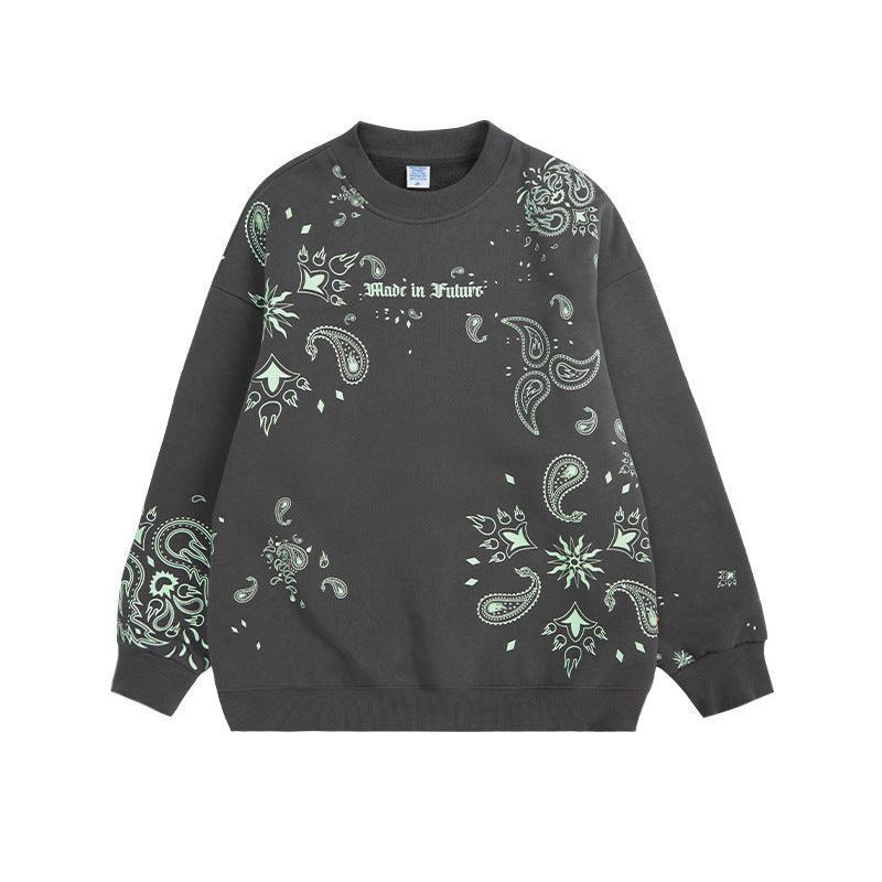 Glow Night Cashew Flower Printing Fleece Sweater - MRC STORETopMy StoreGlow Night Cashew Flower Printing Fleece Sweater - MRC STOREMRC STORECJMS157932905EVDark GreyL