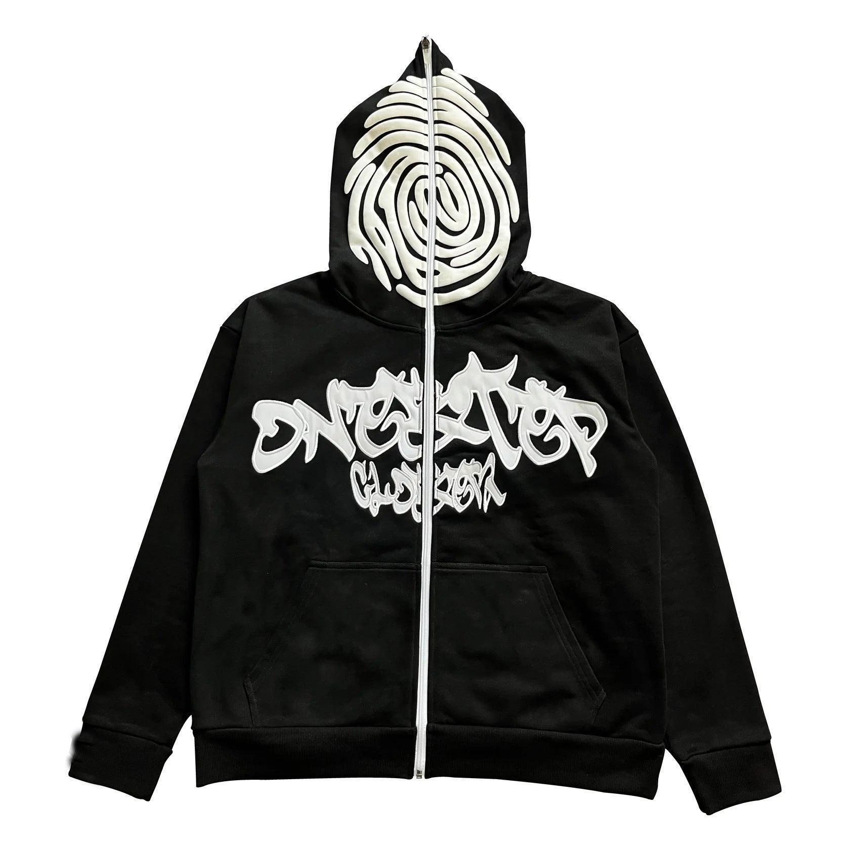 Letter Print Foam Zipper Hooded Sweatshirt - MRC STORETopMy StoreLetter Print Foam Zipper Hooded Sweatshirt - MRC STOREMRC STORECJWY211707802BYBlackL