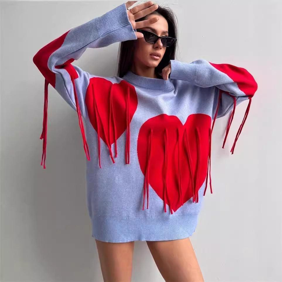 Love Pattern Round Neck Pullover Sweater - MRC STORETopMy StoreLove Pattern Round Neck Pullover Sweater - MRC STOREMRC STORECJMY213199015OLBlackL