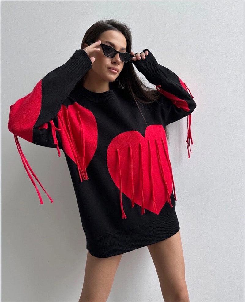 Love Pattern Round Neck Pullover Sweater - MRC STORETopMy StoreLove Pattern Round Neck Pullover Sweater - MRC STOREMRC STORECJMY213199015OLBlackL