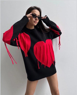 Love Pattern Round Neck Pullover Sweater - MRC STORETopMy StoreLove Pattern Round Neck Pullover Sweater - MRC STOREMRC STORECJMY213199015OLBlackL