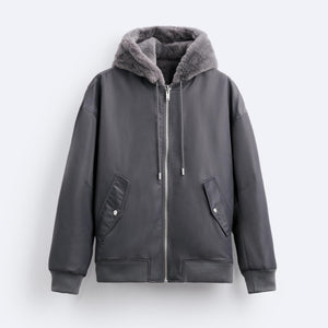 Plush Hooded Faux Fur coat - MRC STORETopMy StorePlush Hooded Faux Fur coat - Cozy and Stylish Outerwear for Cold Weather - Double - Sided Design with Stick Pockets - MRC STOREMRC STORECJXZ215759307GTGrayL