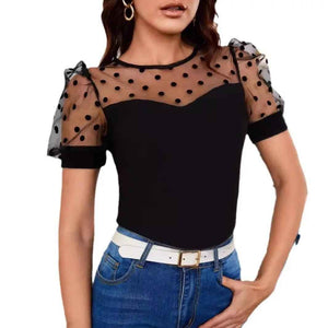 Polka Dot Mesh Top - MRC STORETopMy StorePolka Dot Mesh TopMRC STORECJCS210291503CXWhiteL