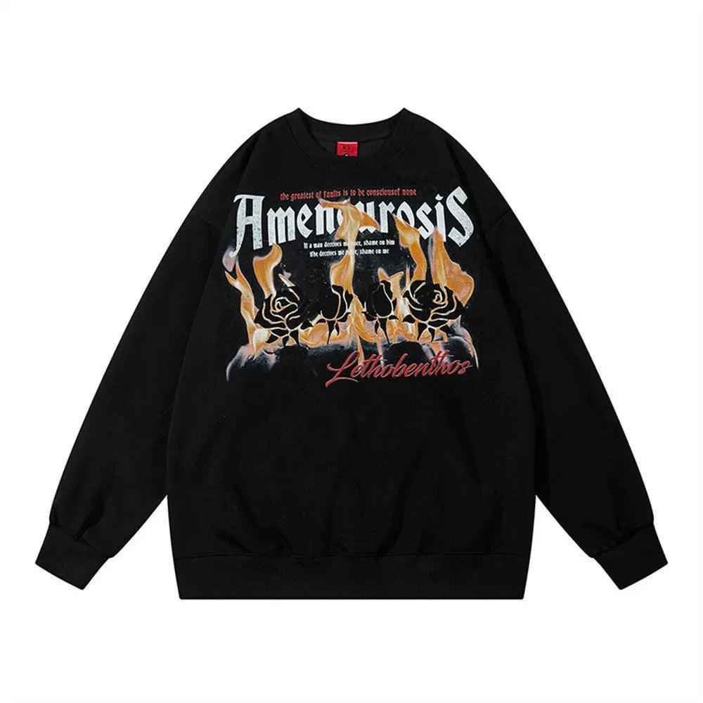 Black spray paint letter sweater top by My Store featuring a casual style with bold letter designs.