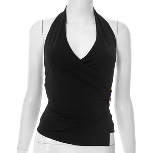 Suspender Top - V - Neck Pleated Navel - MRC STORETopMy StoreWomen’s Suspender Top - V - Neck Pleated Navel My Store MRC STORECJCS241982503CXBlackL