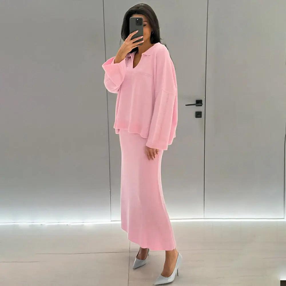 V - Neck Loose Sweater Set - MRC STORETopMy StoreV - Neck Loose Sweater Set - MRC STOREMRC STORECJMY212076121UFBlackL
