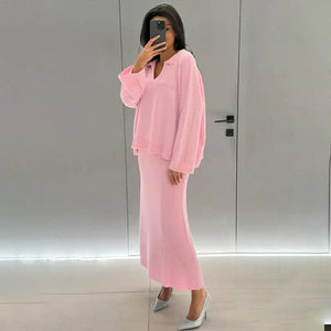 V - Neck Loose Sweater Set - MRC STORETopMy StoreV - Neck Loose Sweater Set - MRC STOREMRC STORECJMY212076121UFBlackL