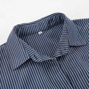 Cropped Striped Fashion Shirt - MRC STORETopMy StoreCropped Striped Fashion ShirtMRC STORECJYD210687403CXBlueL