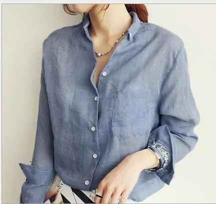 Blue long-sleeved thin shirt top from My Store, lightweight and fitted, shown on a mannequin.