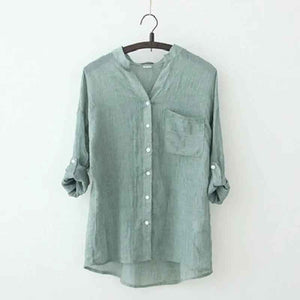 Blue long-sleeved thin shirt top from My Store, designed for a slim fit and comfortable wear.