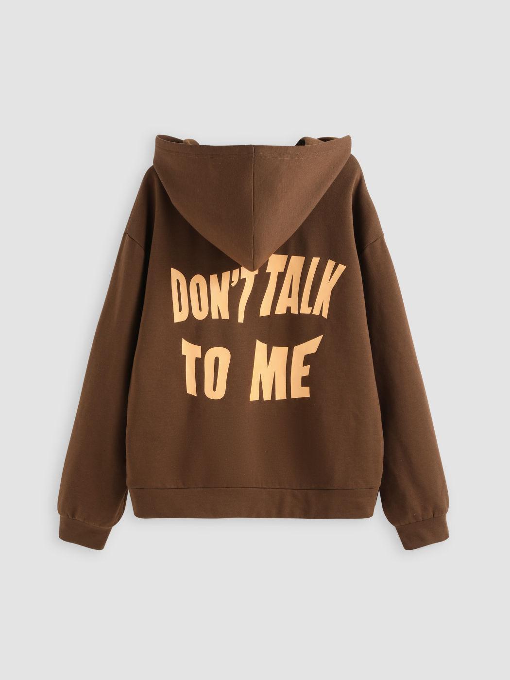 Don't Talk To Me Letters Printed Hoodie - MRC STORETopMy StoreDon't Talk To Me Letters Printed Hoodie - MRC STOREMRC STORECJWY1780550-Brown-2XLBrown2XL
