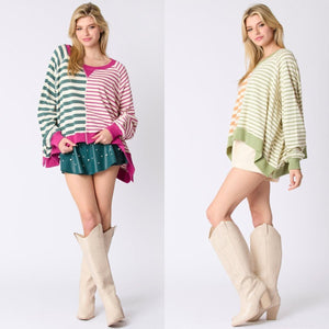 Multicolor Striped Pullover Sweater - MRC STORETopMy StoreMulticolor Striped Pullover Sweater - MRC STOREMRC STORECJWY209811008HSBrown And Green StripesL