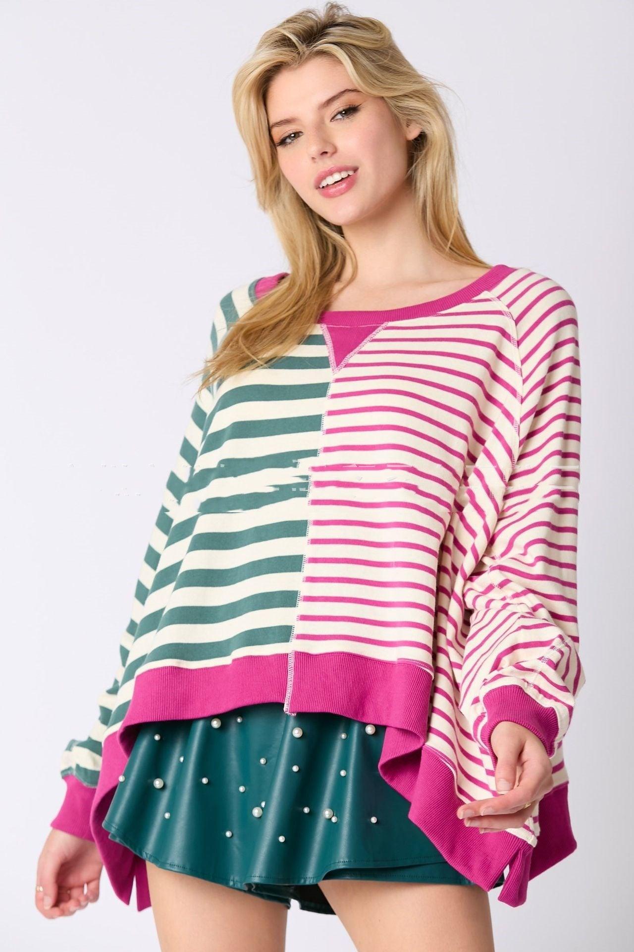 Multicolor Striped Pullover Sweater - MRC STORETopMy StoreMulticolor Striped Pullover Sweater - MRC STOREMRC STORECJWY209811003CXPink And Blue StripeL