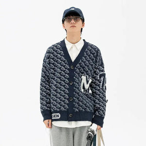 Jacquard Letter V - Neck Fashion Cardigan Sweater - MRC STORETopMy StoreJacquard Letter V - Neck Fashion Cardigan Sweater - MRC STOREMRC STORECJYH149541308HSDark Grey2XL