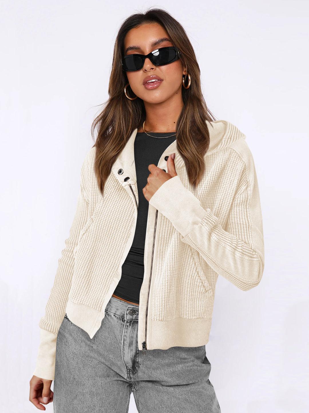 Patchwork Zipper Cardigan - MRC STORETopMy StorePatchwork Zipper Cardigan - MRC STOREMRC STORECJWY208814911KPEWLA029 BeigeL