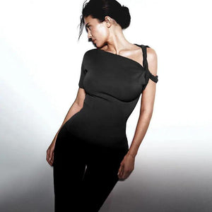 Gray chic hollow-out trousers from My Store, stylish top featuring cut-out details and modern design.