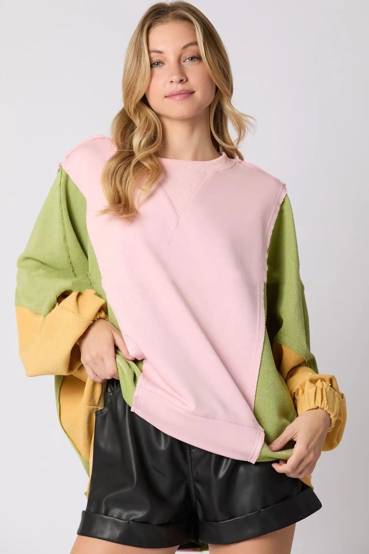 Vibrant Contrast Color Long Sleeve Sweatshirt - MRC STORETopMy StoreVibrant Contrast Color Long Sleeve Sweatshirt - MRC STOREMRC STORECJWY209894708HSYellow And PinkL