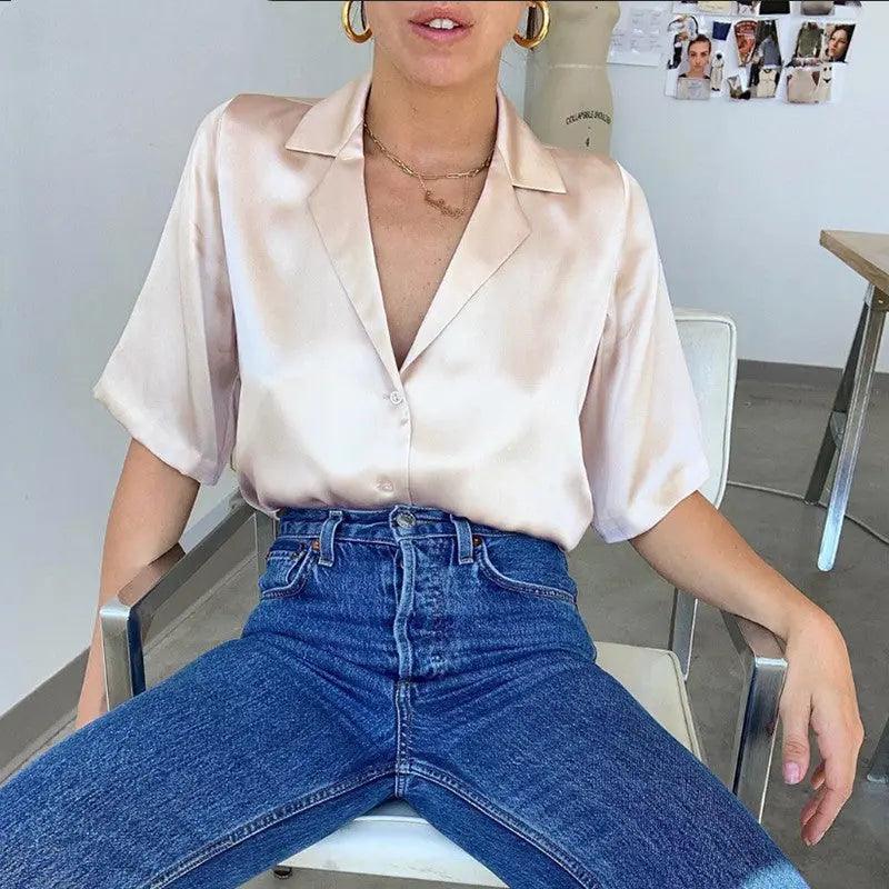 Luxurious Silk Satin Shirt - MRC STORETopMy StoreLuxurious Silk Satin Shirt - MRC STOREMRC STORECJNSSYCS06420-White-LWhiteL