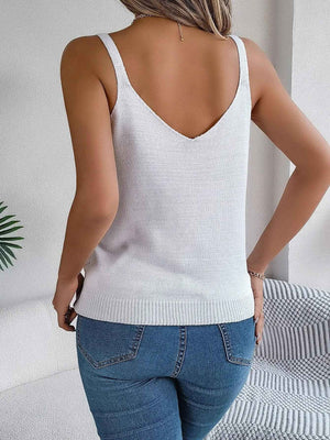 V - Neck Metal Buckle Sweater - MRC STORETopMy StoreV - Neck Metal Buckle SweaterMRC STORECJMY210204403CXWhiteL
