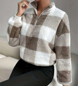 Buffalo Plaid Off - Shoulder Sweater - MRC STORETopMy StoreBuffalo Plaid Off - Shoulder Sweater - MRC STOREMRC STORECJWY197732403CXKhakiL