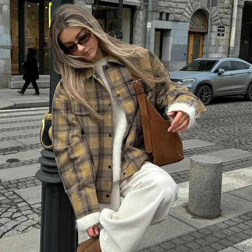 Plaid Woolen Jacket - MRC STORETopMy StorePlaid Woolen JacketMRC STORECJQB210716303CXPlaidL