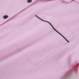 Striped loose fit shirt in light and dark colors, casual top by My Store, soft fabric and relaxed style.