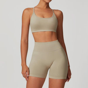 Seamless Beauty Back Yoga Suit – Comfort Fit - MRC STOREyoga clothesMy StoreSeamless Beauty Back Yoga Suit – Comfortable Activewear for Women - MRC STOREMRC STORECJYD218017440NMClay colorShorts