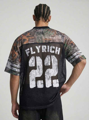 Hollowed-Out Letter Loose American Retro T-Shirt
