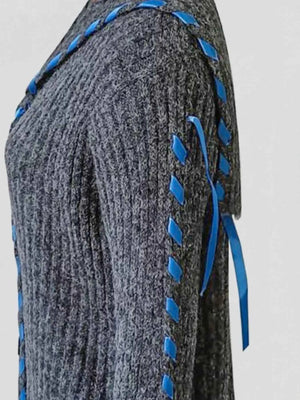 Cable-Knit Ribbed Open Front Cardigan - MRC WEAR
