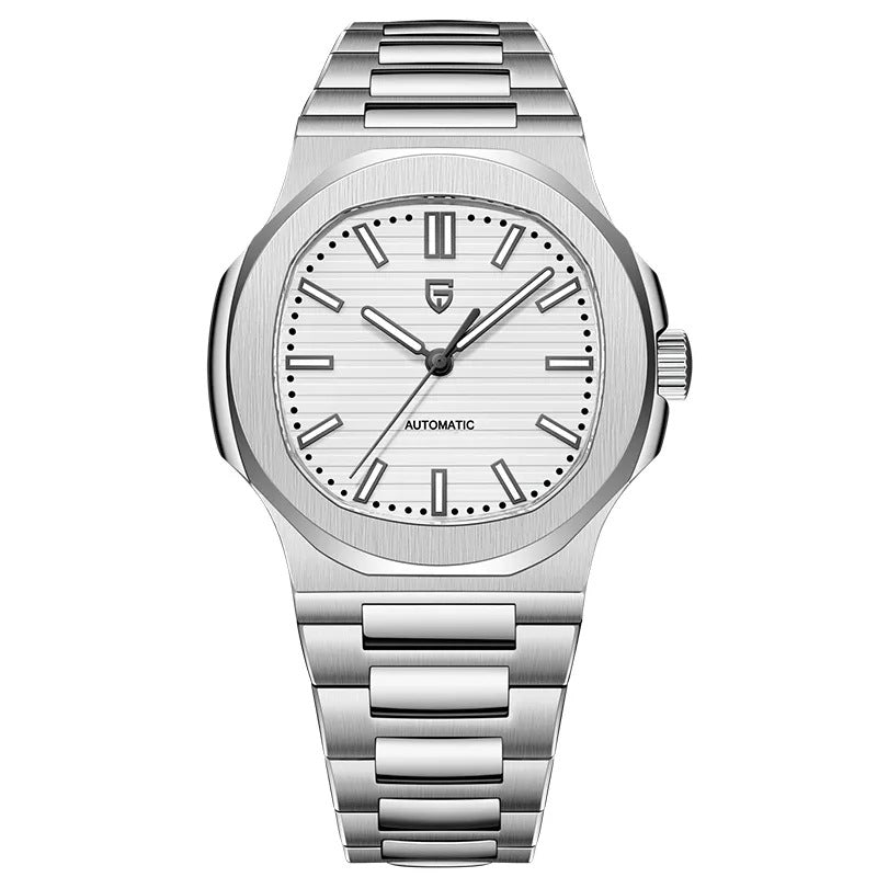 Men's Stainless Steel Automatic Mechanical Waterproof Barrel-shaped Wristwatch Michan Direct 