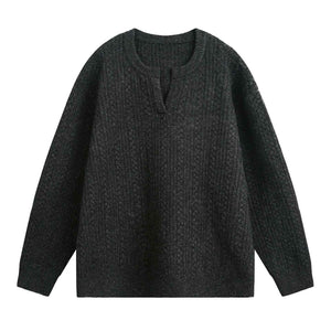 Retro loose heavyweight textured knit cardigan sweater from MRC STORE, showcasing its chunky knit fabric and relaxed fit.
