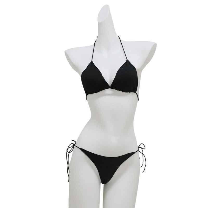 Push-Up Slimming Solid Black Bikini Set