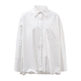 Japanese minimalist commuting collar silhouette white shirt with loose and niche design, elastic irregular shirt eprolo 
