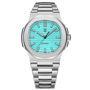 Men's Stainless Steel Automatic Mechanical Waterproof Barrel-shaped Wristwatch