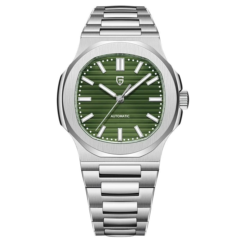 Men's Stainless Steel Automatic Mechanical Waterproof Barrel-shaped Wristwatch Michan Direct 