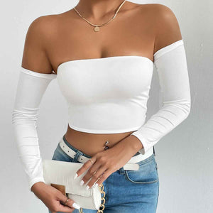 Strapless Slim Waist-Trimming Short Sleeve Top