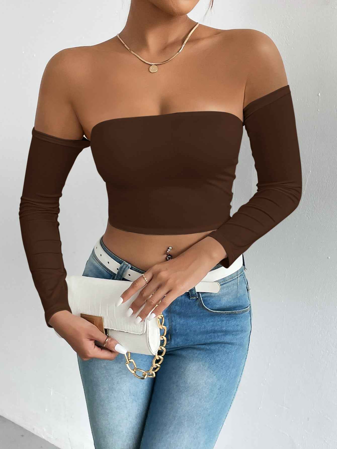 Strapless Slim Waist-Trimming Short Sleeve Top