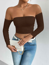Strapless Slim Waist-Trimming Short Sleeve Top