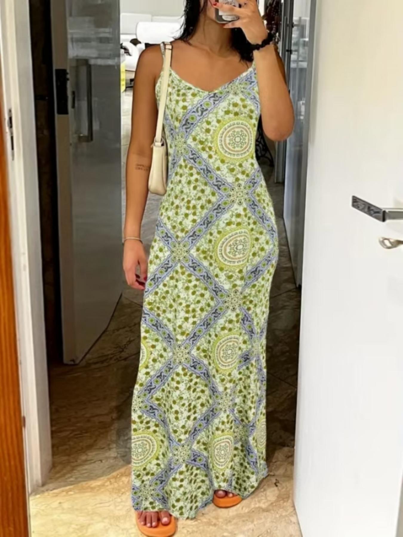 Printed Strapless Backless Maxi Dress eprolo 